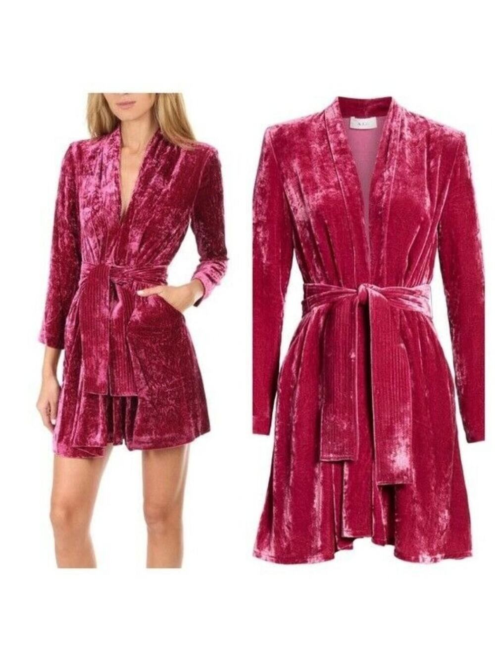 ALC Pink Crushed Velvet Mini Dress